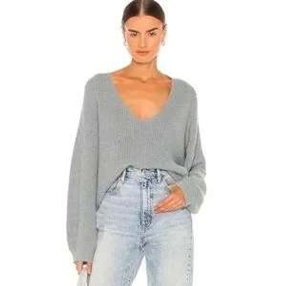 Weekend Stories Clara Pullover Turquoise V-Neck Sweater Women's XL Revolve